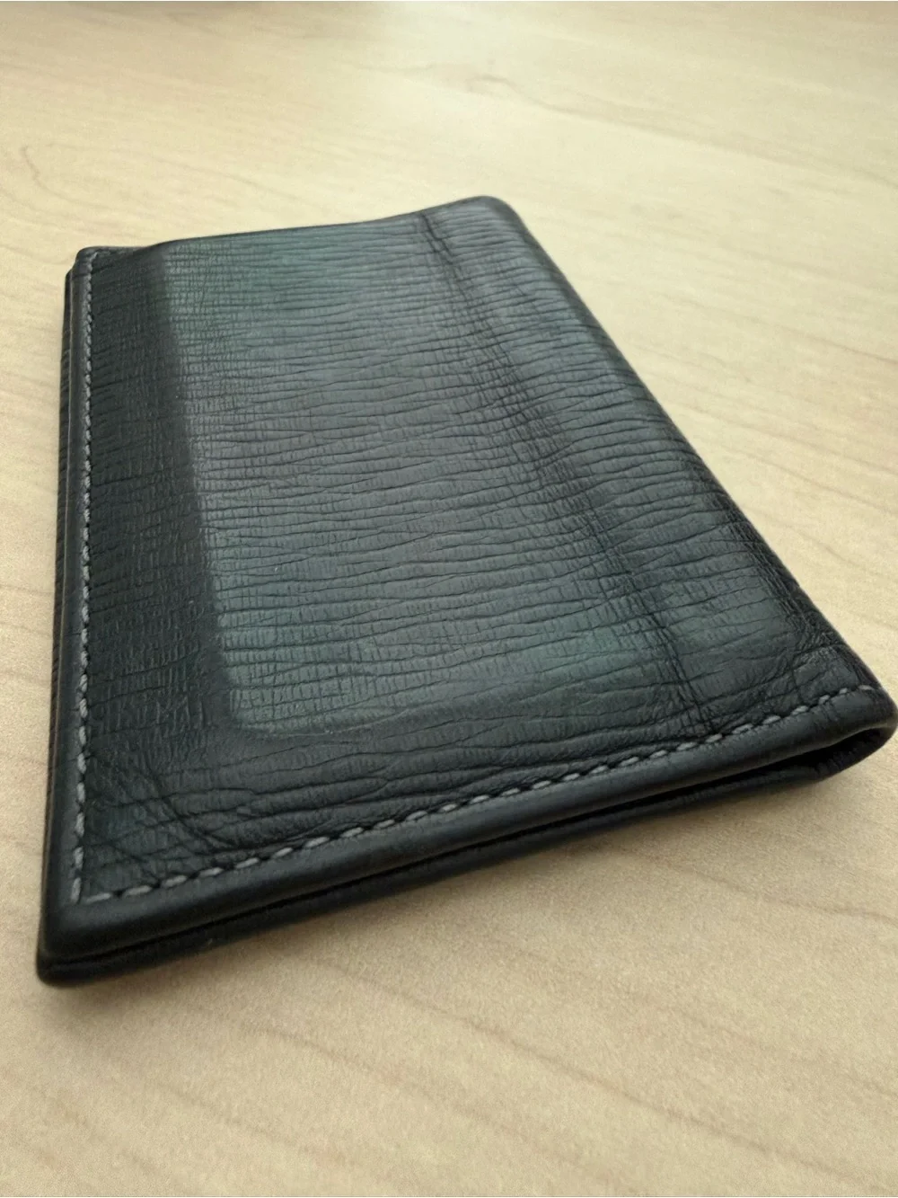Salvatore Ferragamo Black Textured Leather Card Wallet with Metal Logo